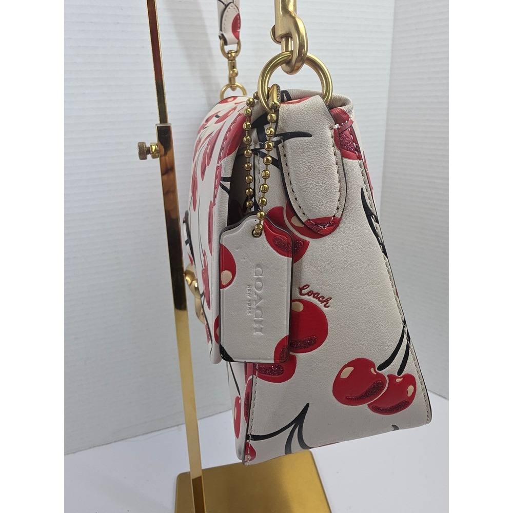 Coach Cherry Print Pillow Tabby Shoulder Bag 26 White Red CA110 - Picture 3 of 10